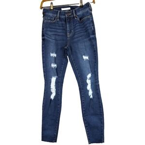 Pacsun High Rise Jegging Jeans Womens Sz 24 Distressed Blue Denim Stretch Casual